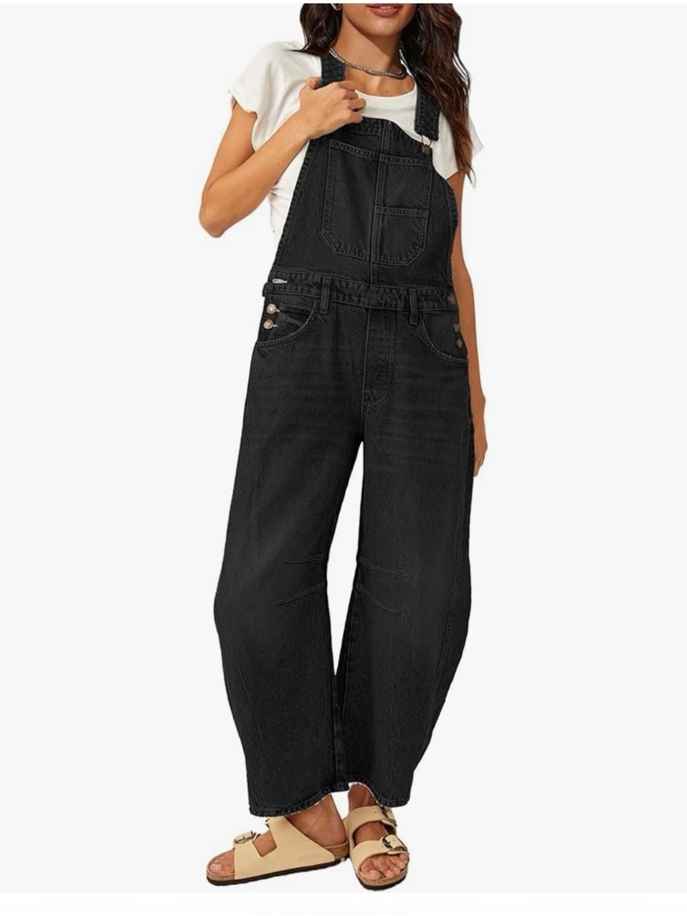 Barrel style Black Denim Overalls for Women
